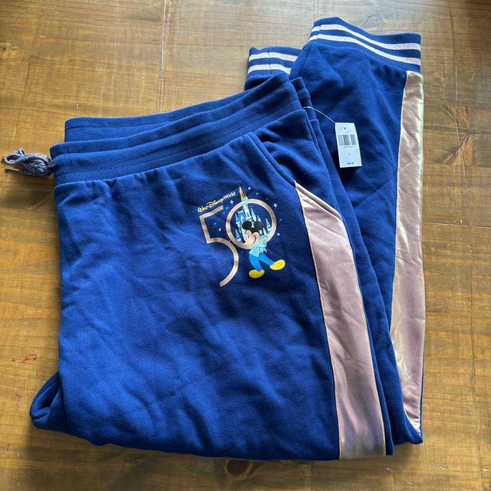 Walt Disney World 50th Anniversary Mickey Iridescent Jogger Sweatpants-3X-NWT
